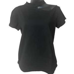 LaLa Factory Womens Shirt Size Medium Short Sleeve Black Cutout Style New
